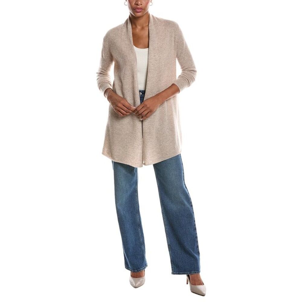Incashmere Womens Open Front 100% Cashmere Cardigan, Grey